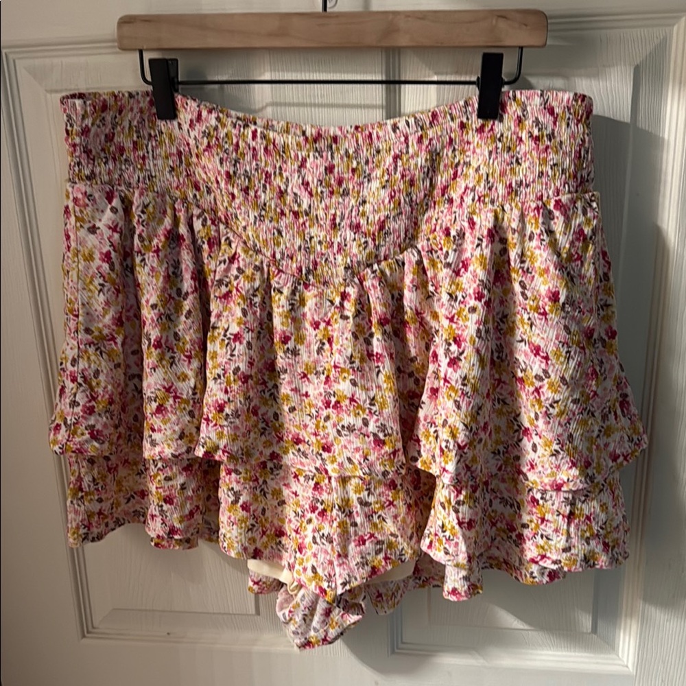 Torrid Pink and Yellow Flowy Shorts